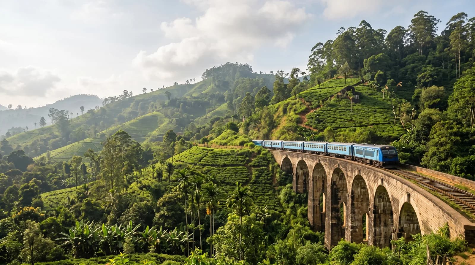 Train crossing Nine Arch Bridge